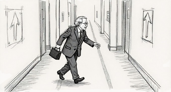 Elderly person evacuating